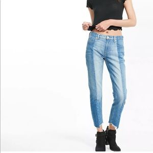 EXPRESS Womens Sz 2 Mid Rise Raw Hem Pieced Jeans